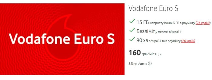 Тариф Vodafone Euro S. Цена, как подключить, отзывы.