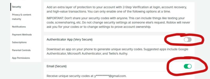 Захистити свій акаунт роблокс – встановлення двофакторної авторизації.